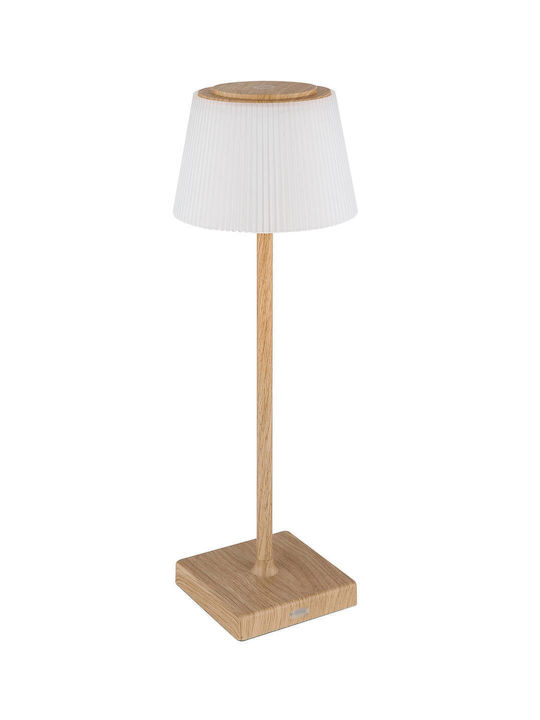 Globo Lighting Wood Table Lamp LED with Beige Shade and Base