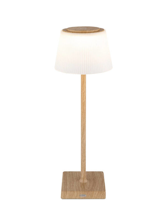 Globo Lighting Wood Table Lamp LED with Beige Shade and Base