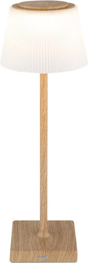 Globo Lighting Wood Table Lamp LED with Beige Shade and Base
