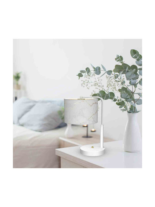 Eko Light Senso Metal Lampă de masă pentru Soclu E27 cu Abajur Alb și Bază