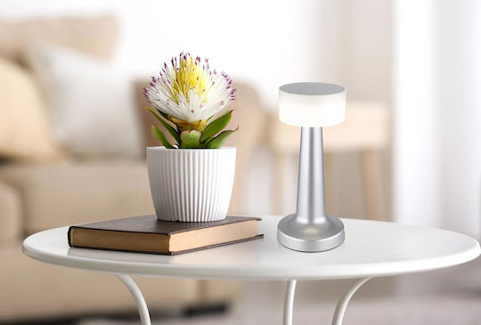 Globo Lighting Πορτατίφ LED με Ασημί Καπέλο και Βάση