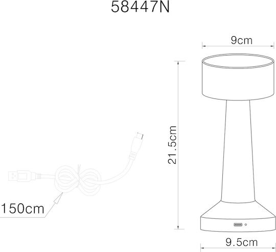 Globo Lighting Πορτατίφ LED με Ασημί Καπέλο και Βάση