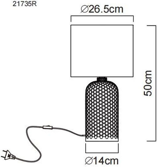 Globo Lighting Glass Table Lamp for Socket E27 with Red Shade and Base
