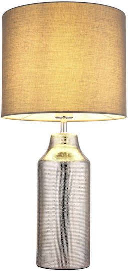 Globo Lighting Kunststoff Tischlampe für Fassung E27 mit Silber Schirm und Basis