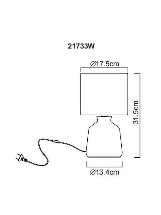 Globo Lighting Plastic Table Lamp for Socket E14 with White Shade and Base