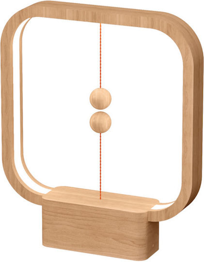 Allocacoc Heng Balance Lamp Square Ξύλινο Πορτατίφ με Μπεζ Καπέλο και Βάση