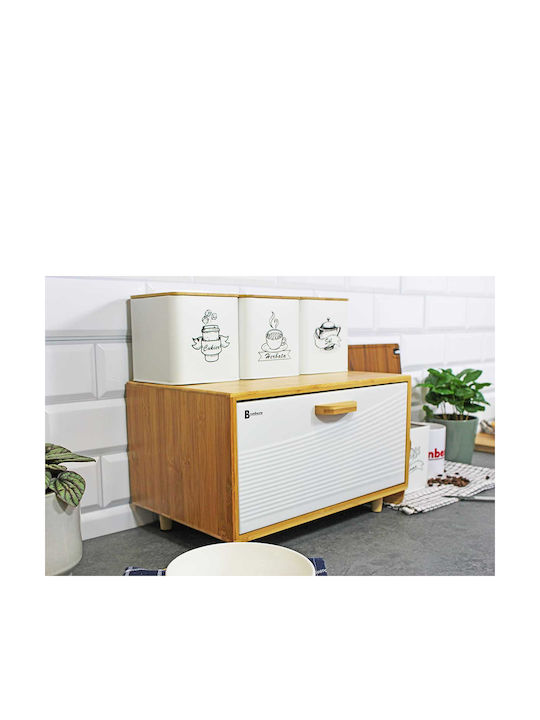 Brunbeste Bread Box with Lid made of Bamboo Beige 35.5x20x21.5cm