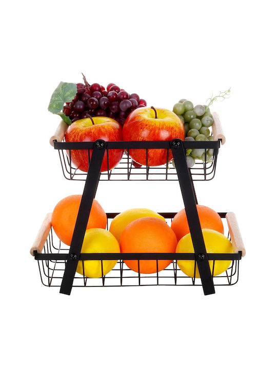 Vilde Фруктова Кошница Метална 2 Нива Черна 17.5x21x28см