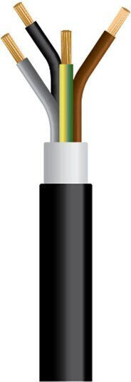 Eurolamp Power Cord Type NYY with Cable Properties 4x2.5mm² in Black Colour 1m