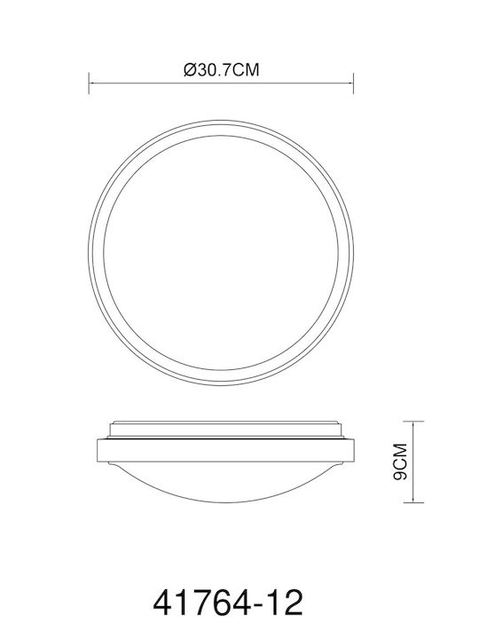 Globo Lighting Кръгла На открито LED Панел 12W с Студено бяло Светлина 6000К 30.9см.