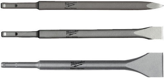Milwaukee Set Pointed Chisel & Chisel Bits 250mm with SDS Plus Socket 3pcs