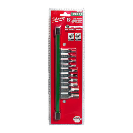 Milwaukee Walnut Pneumatic with Torx Head and Socket 3/8'' T20 / T25 / T27 / T30 / T40 / T45 / T47 / T50 / T55 / T60 10pcs