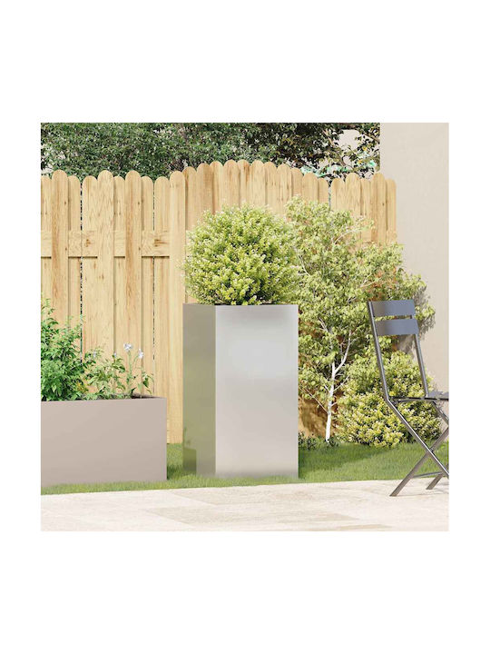 vidaXL Ζαρντινιέρα Μεταλλική Ασημι 40x40x80εκ.