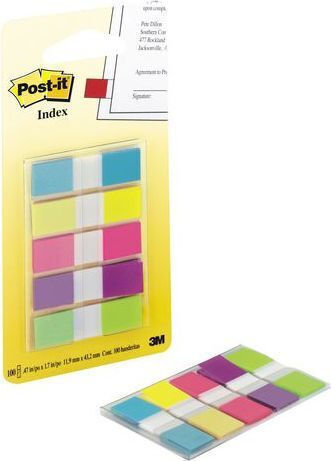 Plastic Adhesive Index Post-it Tabs 683-5cb 12 X 43 Mm Set 5 X 20 Tabs Neon Colours
