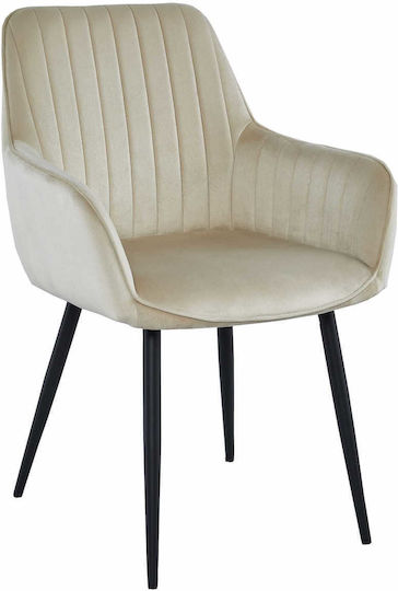 Armchairs Dining Room Solden 85x55x58cm 2pcs Beige Velvet