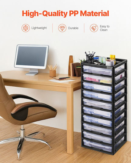 Vevor Plastic Desktop Drawer 10 Positions Black