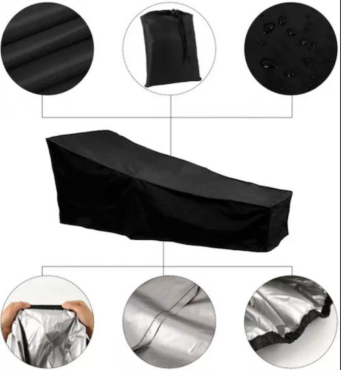 Impermeabil Protecție Capac Chaise Lounge 210x75buc în Culoare Negru 1buc