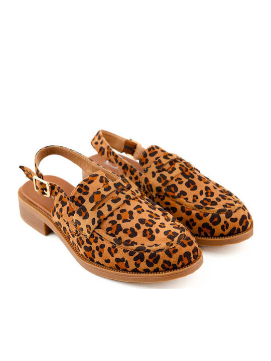 Leoparden Slingback-Loafer mit eleganten Details