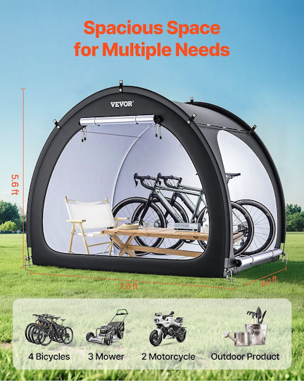 Vevor Outdoor Bicycle Storage Tent Fan-Shaped Double-Door Bike Tent for 4 to 5 Bicycles