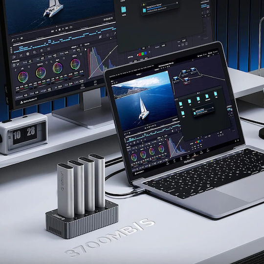 Orico Dockingstation für 4 Festplatten SATA M.2 (2280)" mit USB-C Verbindung (ORICO-IT48N-C-EU-GY-BP-HU)