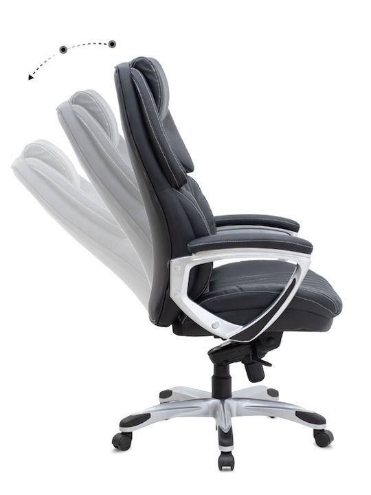 Duke Executive Reclining Office Chair with Fixed Arms Black Velvet-Black Metal Megapap