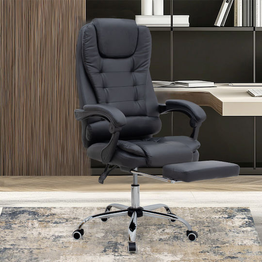 Megapap Daria Executive Reclining Office Chair with Fixed Arms Black Velvet-Black Metal GP040-0017,1