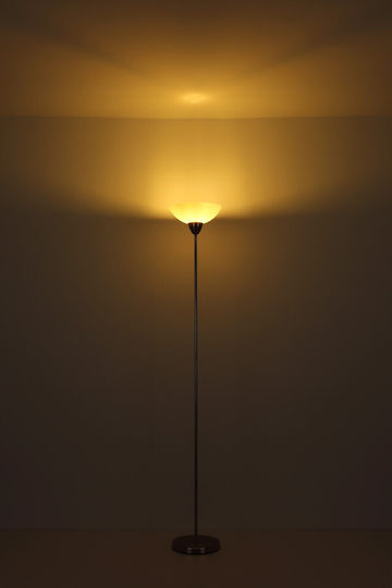 Globo Lighting Floor Lamp H180xW28cm with E27 Lamp Bulb Base Silver