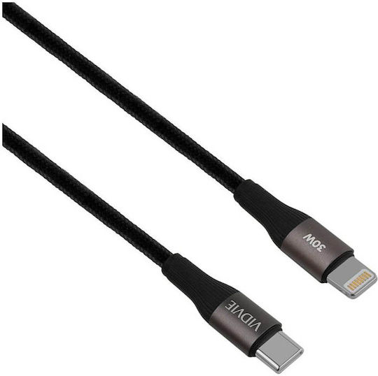 Vidvie Braided USB-C to Lightning Cable 30W Μαύρο 1m