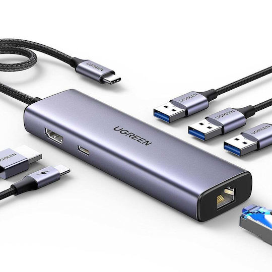 Ugreen CM512 USB-C Docking Station mit HDMI 4K PD Ethernet Gray