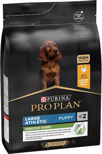 Pro Plan Large Athletic Puppy Optistart 3kg Hrană Uscată pentru Căţei de Rase Mari cu Pui, Orez, Miel și Păsări de curte