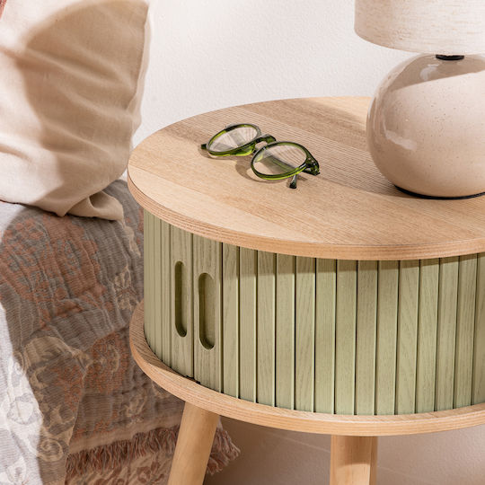 Rund Beistelltisch A-s Nysos Holz Green B40xT40xH54cm