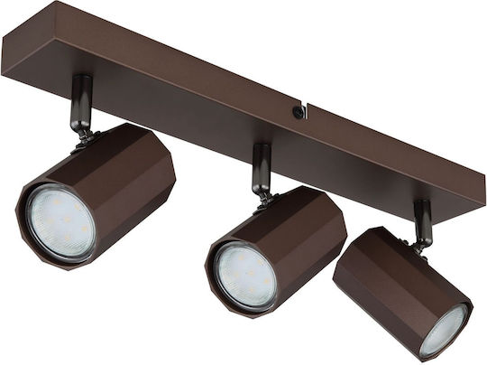 Globo Lighting Τριπλό Σποτ με Ντουί GU10 σε Καφέ Χρώμα