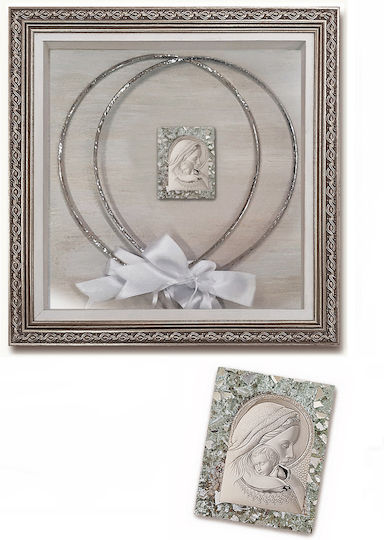Hochzeitskronen-Etui Fotografierahmen Platz Silber 26x26εκ.