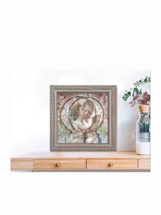 Wall-Mounted Square Wedding Crown Case Wooden White