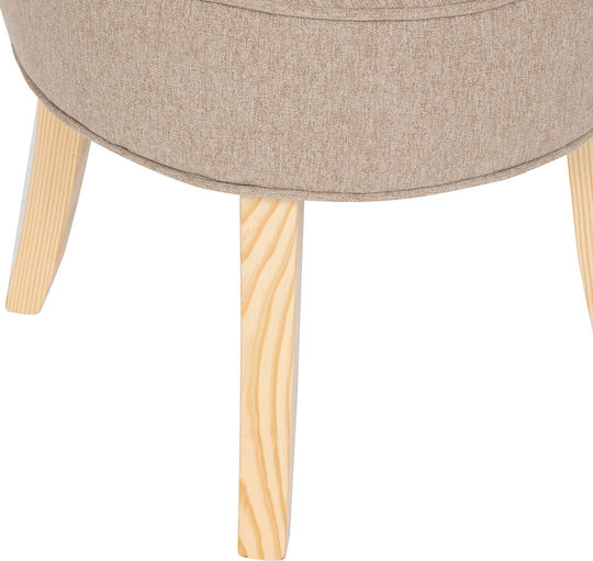 Stool For Living Room with Backrest Wooden A-s Firmin Beige 46x49x58cm
