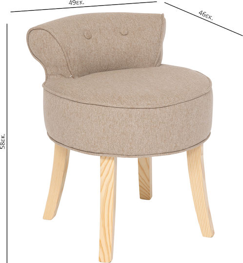 Stool For Living Room with Backrest Wooden A-s Firmin Beige 46x49x58cm