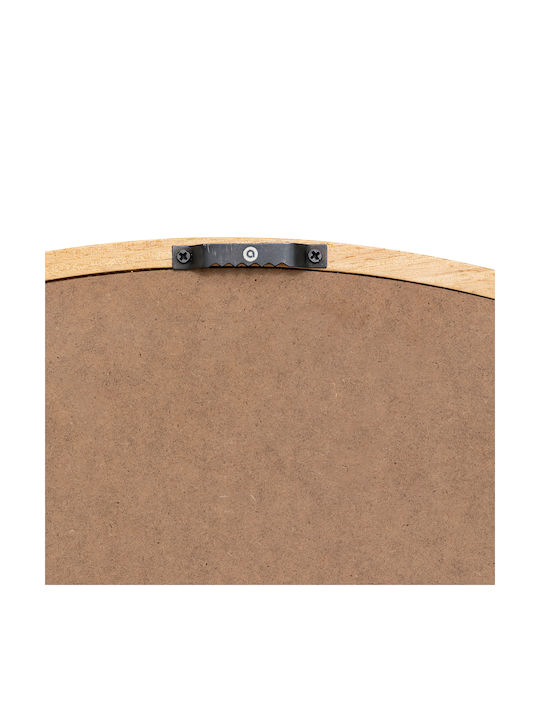 Wall Mirror with Beige Wooden Frame Diameter 75cm 1pcs