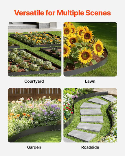 Vevor Metallic Garden Hedge in Gray Colour 15.6x99cm 5 Pieces