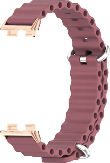 Huawei Band 8 9 Mijobs Marine Silicone Breathable Watch Band Wine Red+rose Gold