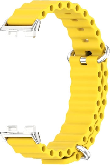 Huawei Band 8 9 Mijobs Marine Silicone Breathable Watch Band Κίτρινο+ασημί