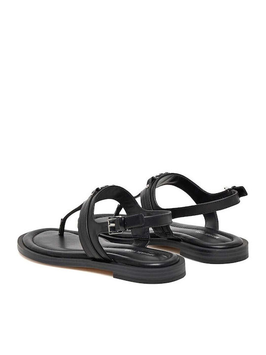 Mandy Thong Leder Flache Sandalen für Damen in Schwarz Farbe