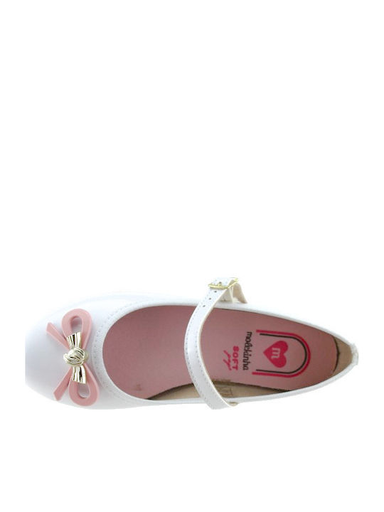 Kids Ballerinas with Hoop & Loop Closure White
