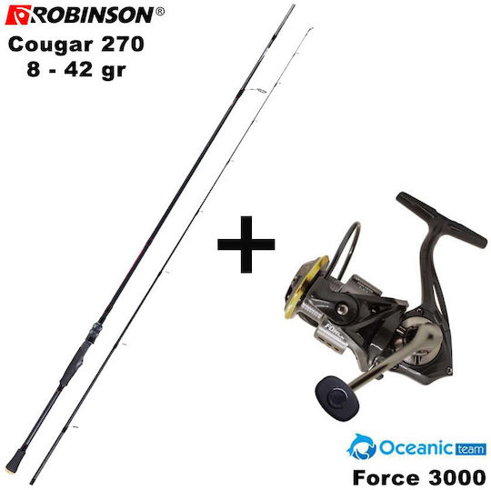 Robinson Cougar Zander Jig 270 Риболовен прът за Спининг 2.7м с механизъм 8-42гр