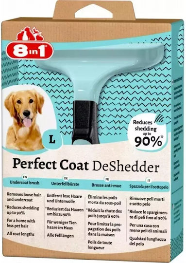 8in1 PERFECT COAT DESHEDDER Βούρτσα Large για Διάφορα Μήκη Τρίχας με Ξυράφι για Καθαρισμό Τριχώματος Γαλάζιο