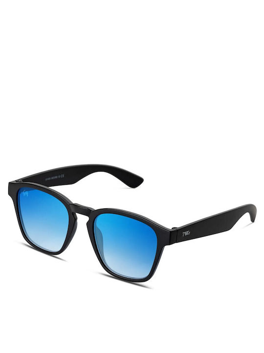 Twig Moore Unisex Sonnenbrillen mit Blauem Horn umrandetem Rahmen und Blauen Gläser