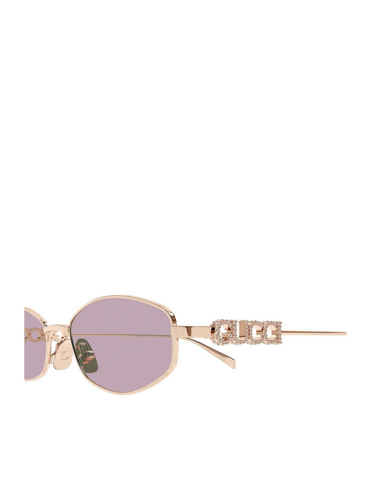 Gucci Γυναικεία Γυαλιά Ηλίου με Ροζ Χρυσό Μεταλλικό Σκελετό και Ροζ Φακό GG1802S 003