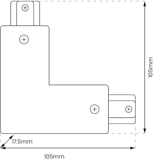 Black L Track Connector 1-circuit + Central Power Supply
