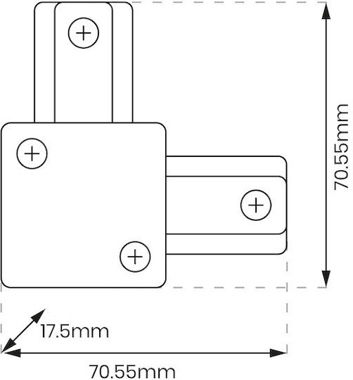 Black L Track Connector Single Circuit