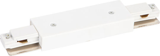 White Straight Connector Track Single-circuit + Central Power Supply