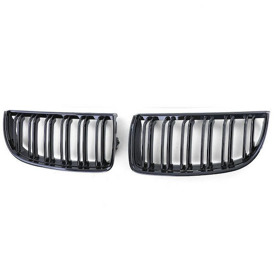 Mask Hearts BMW 3 E90 E91 05-08 M4 Look Double Grille Glossy Black 2 Pieces